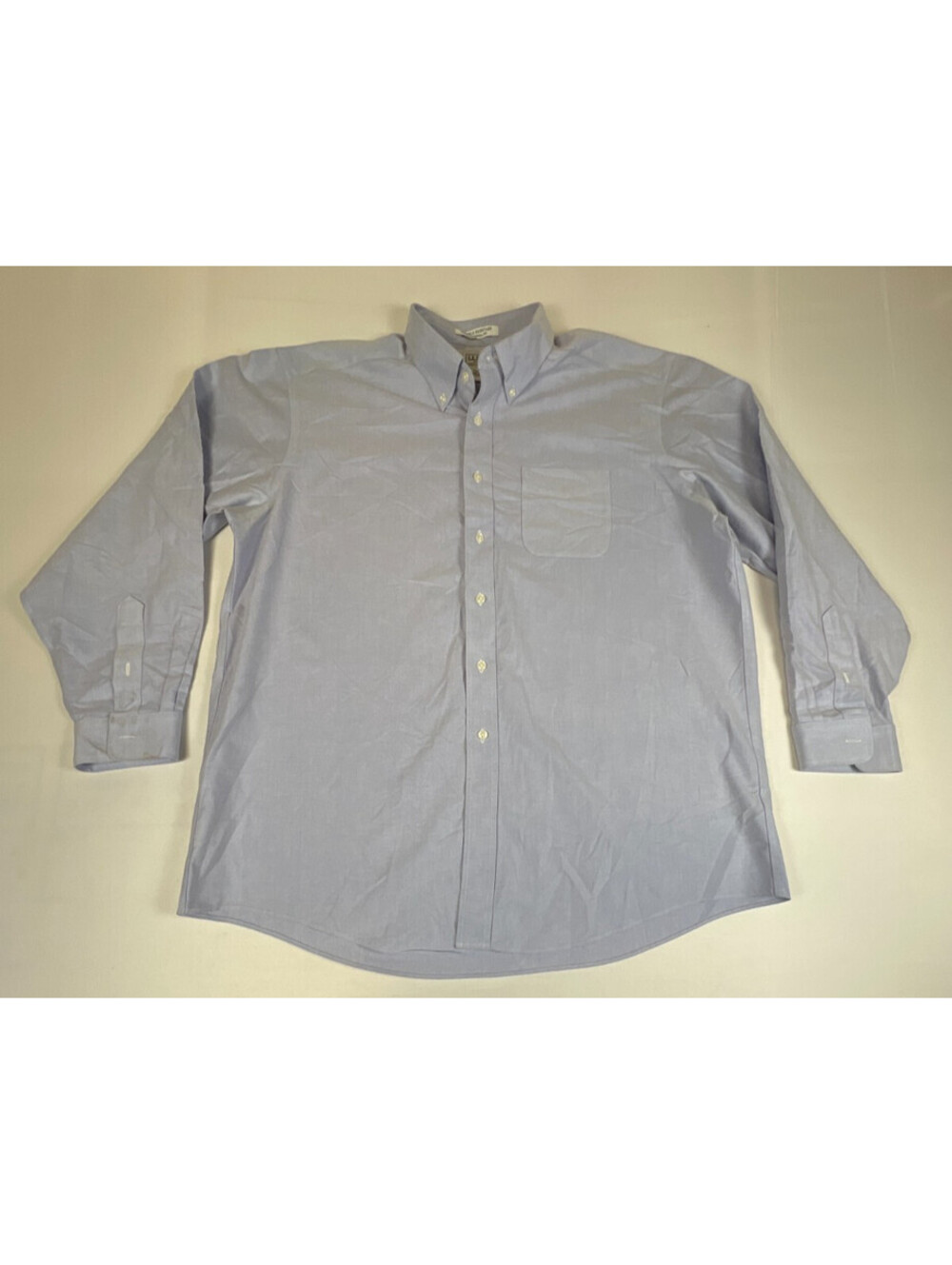 L.L. Bean Mens 17.5-35 Blue Wrinkle Resistant Traditional Fit Dress Shirt